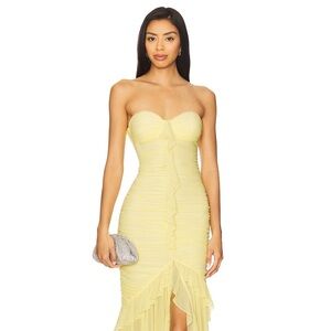 REVOLVE Strapless Dress in Soft Yellow